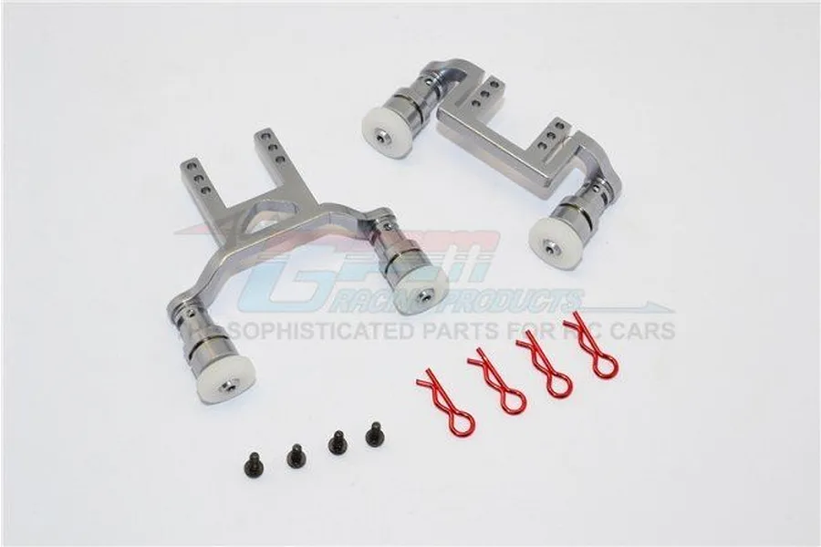 GPM Aluminium Front and Rear Body Mount and Magnetic Post Set - Grey Silver image 115232