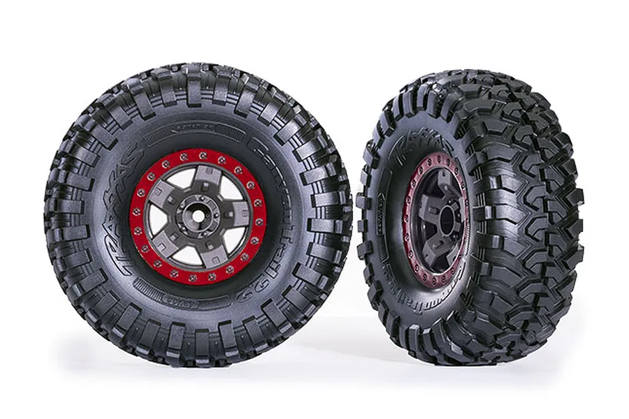 Traxxas 2.2&amp;quot; Canyon Trail Tyres on Red Beadlock-Style Rims - Glued Wheels 2Pcs image 115304