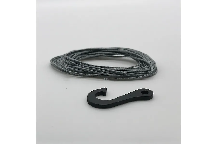 Reefs RC 1.2m (3ft) Synthetic Winch Line with Steel Hook - Black image 115342