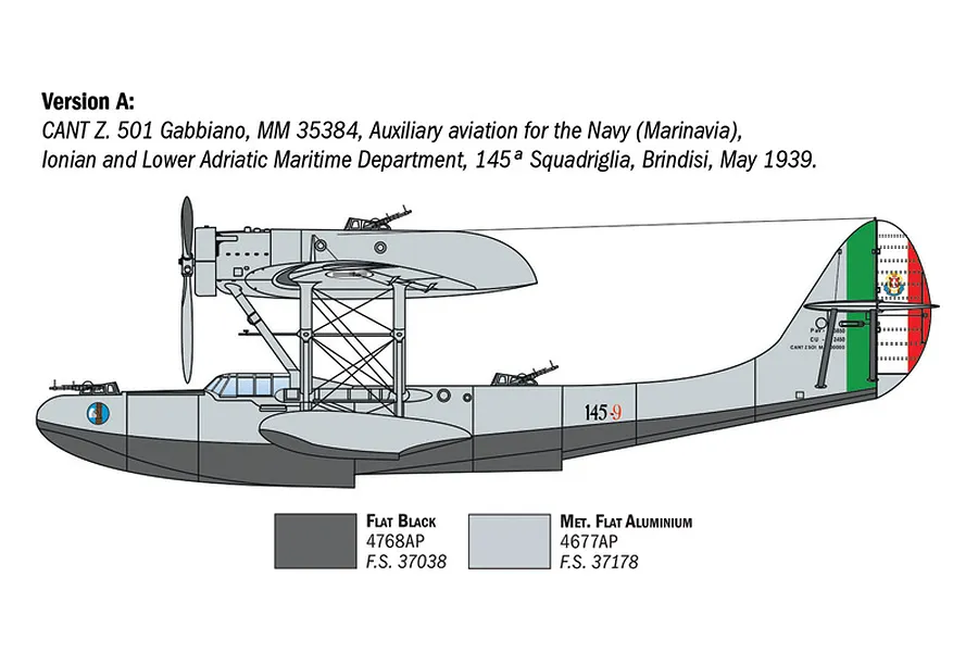 Italeri 1/72 CANT Z.501 Gabbiano Bomber Scaled Plastic Model Kit image 115418