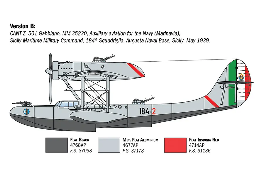 Italeri 1/72 CANT Z.501 Gabbiano Bomber Scaled Plastic Model Kit image 115419
