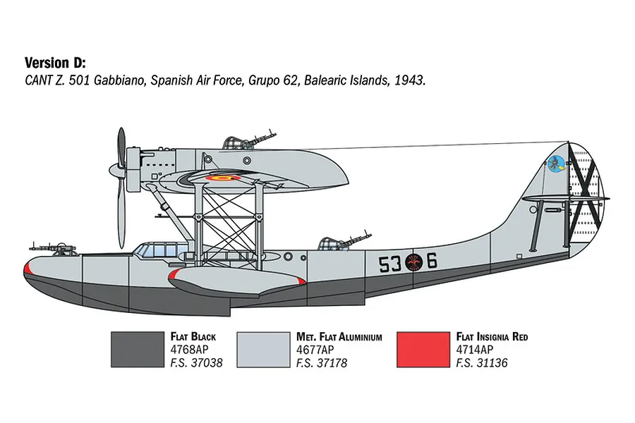 Italeri 1/72 CANT Z.501 Gabbiano Bomber Scaled Plastic Model Kit image 115420