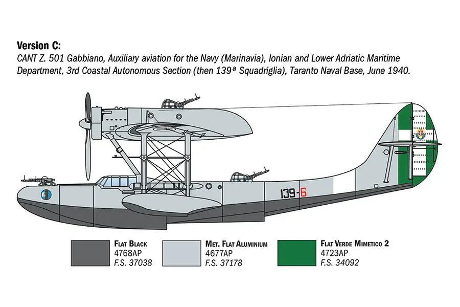 Italeri 1/72 CANT Z.501 Gabbiano Bomber Scaled Plastic Model Kit image 115421