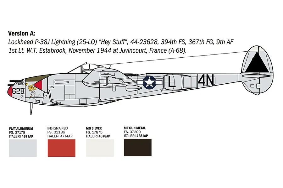 Italeri 1/48 P-38J Lightning European Theatre Operations Fighter Plane Scaled Plastic Model Kit image 4