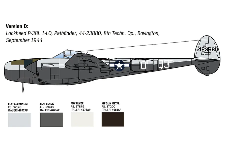 Italeri 1/48 P-38J Lightning European Theatre Operations Fighter Plane Scaled Plastic Model Kit image 6