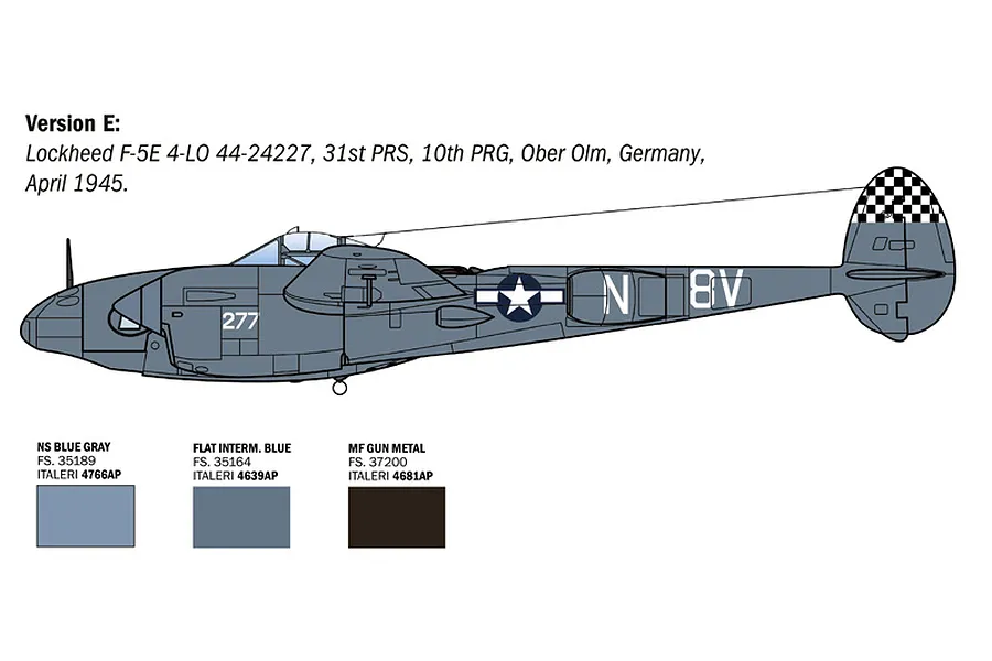 Italeri 1/48 P-38J Lightning European Theatre Operations Fighter Plane Scaled Plastic Model Kit image 7