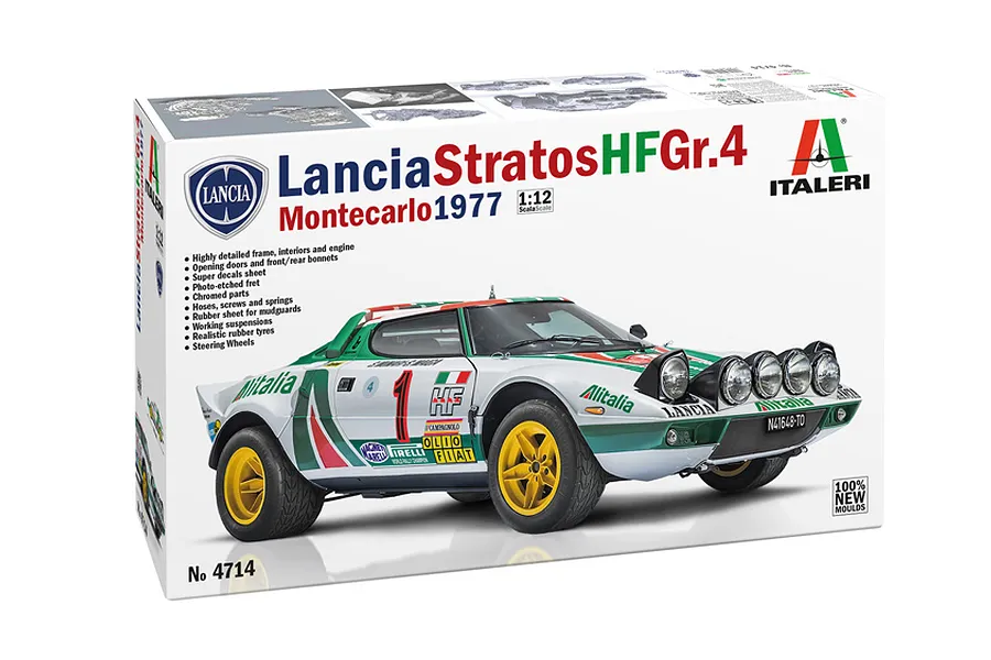 Italeri 1/12 1977 Lancia Stratos HF Gr.4 Monte Carlo Rally Car Scaled Plastic Model Kit image 115444