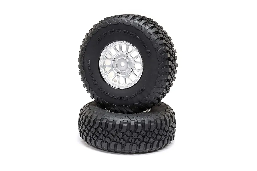 Losi 2.2/3.0&amp;quot; BFG KM3 Tyres on Chrome Multi Spoke Rims 2Pcs - Glued Wheels image 115617