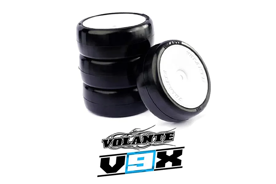 Volante 1/10 V9X Evolution 32R Premium Rubber Tyre on White Speed Rims - Glued Wheels 4Pcs image 115807