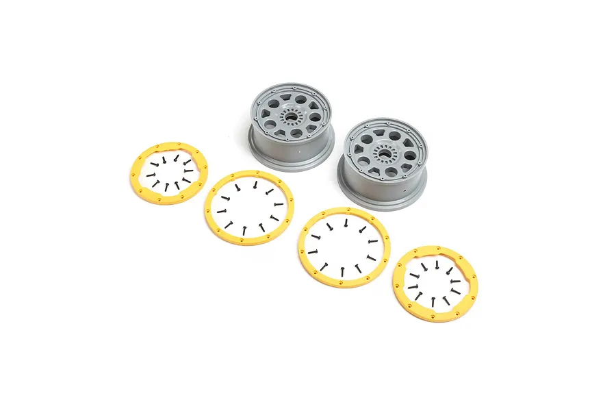 Losi 4.7/5.5&amp;quot; Beadlock Rims 2Pcs - Silver/Yellow image 115908