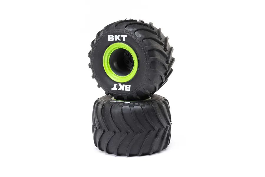 Losi 1/18 Green Beadlock Rims on Monster Truck Tyres 2Pcs image 115916