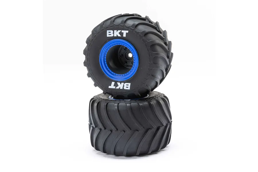 Losi 1/18 Blue Beadlock Rims on Monster Truck Tyres 2Pcs image 115917