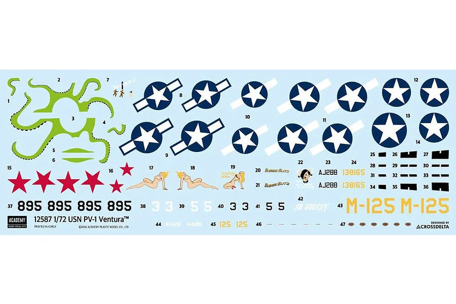 Academy 1/72 USN PV-1 &amp;#039;Patrol Bomber&amp;#039; Scaled Plastic Model Kit with Aus Decals image 116256