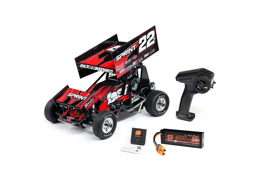 Losi 22S Sprint RC Sprint Car Electric Brushless 2WD 1/10 Scale RTR Bundle - Red image 116468