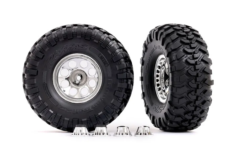 Traxxas 2.2&amp;quot; Canyon Trail Tyres on Classic Chrome Wheels - Glued Wheels 2Pcs image 116518