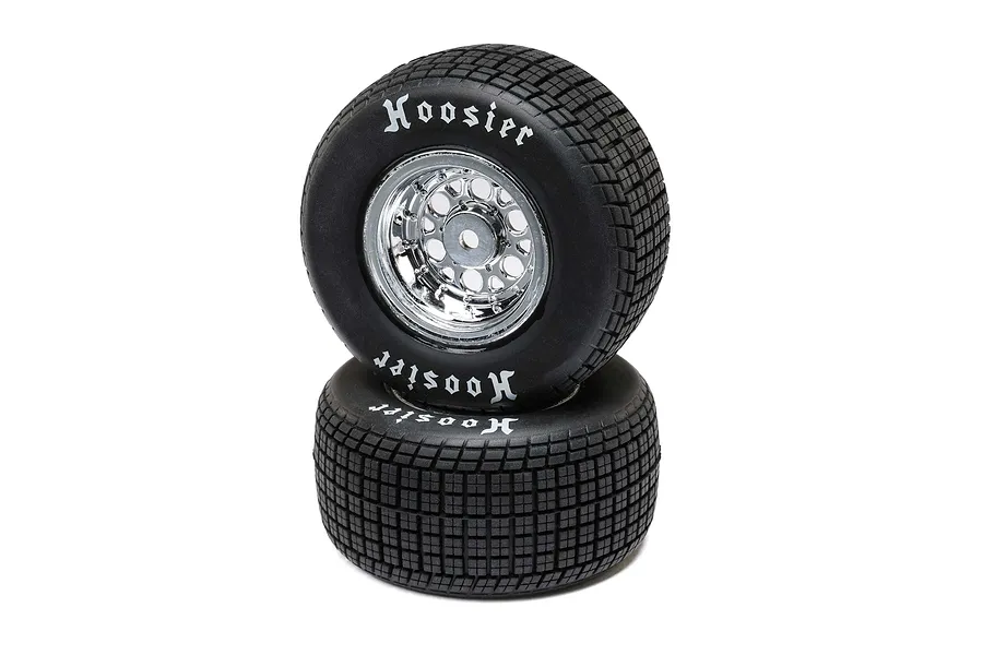 Losi 1.9/2.4&amp;quot; 22S Sprint Rear Tyres (Hard) on Chrome Rims 2Pcs - Glued Wheels image 116549