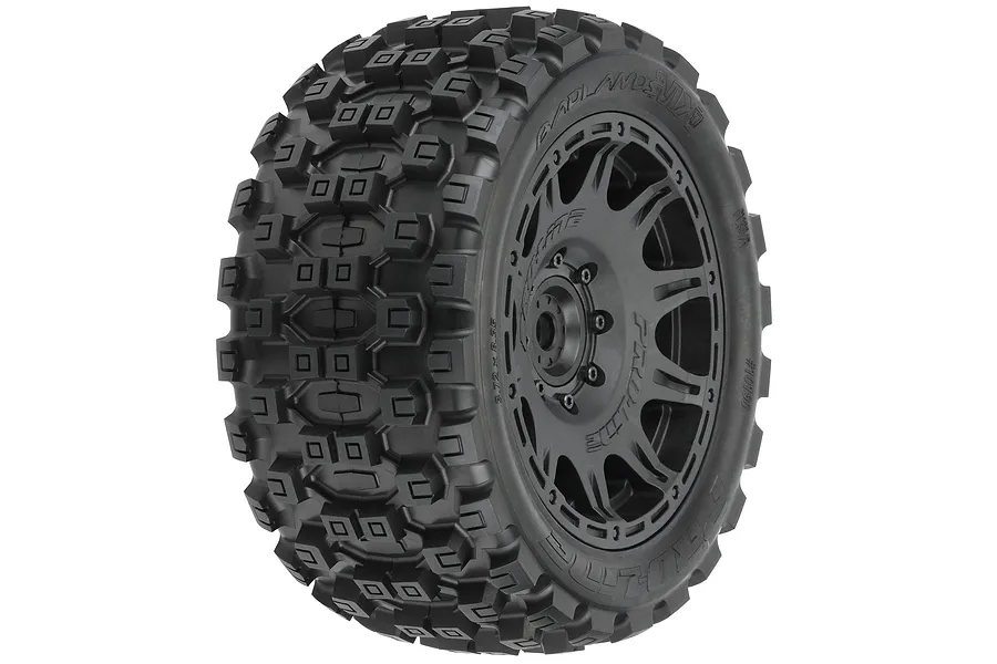 Pro-Line 5.7&amp;quot; Badlands MX57 Tyres on Black Raid Rims - Glued Wheels 2Pcs image 116612