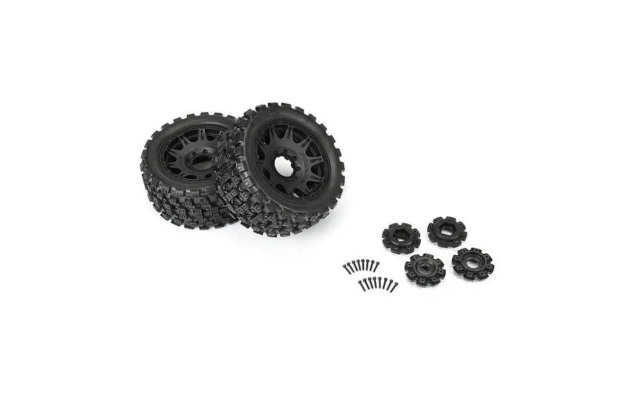 Pro-Line 5.7&amp;quot; Badlands MX57 Tyres on Black Raid Rims - Glued Wheels 2Pcs image 116614