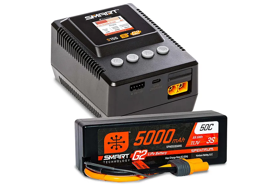 Spektrum Smart Powerstage Bundle with 11.1V 5000mAh 50C LiPo Battery and S155 Charger Combo image 116693