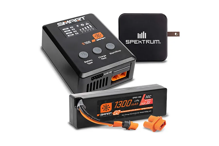 Spektrum Smart Powerstage Bundle with 11.1V 1300mAh 30C LiPo Battery and S100 Charger Combo image 116696