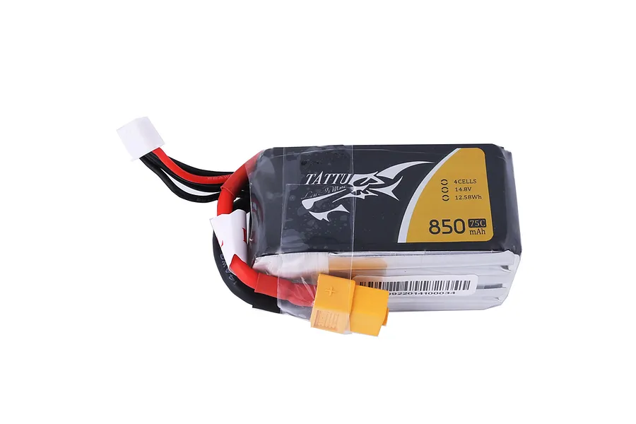 Tattu 14.8V 850mAh 75C 4S Soft Case LiPo Battery image 117141