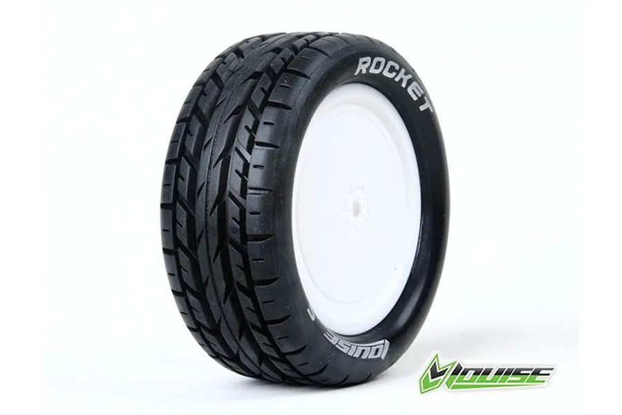 Louise 2.2&amp;quot; E-Rocket Tyres on White Dished Rims - Glued Wheels 2Pcs image 11733