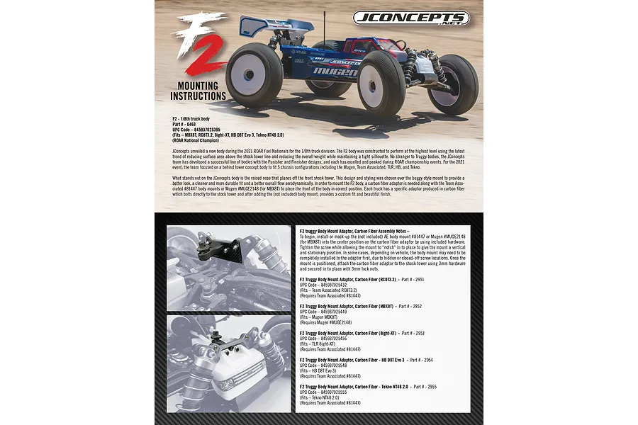 JConcepts 1/8 F2 Unpainted Body Shell - Clear image 118508