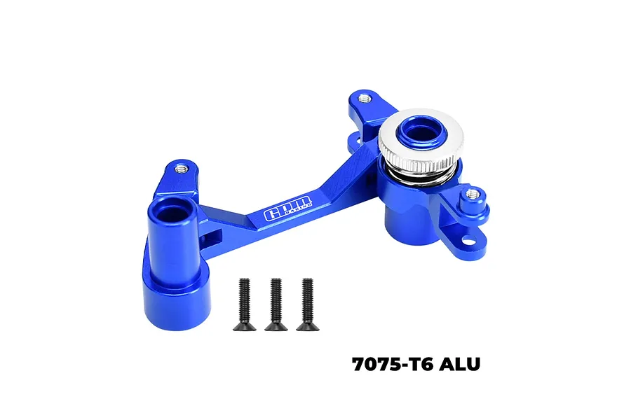 GPM Aluminium Steering Assembly Set with Servo Saver - Blue image 119652