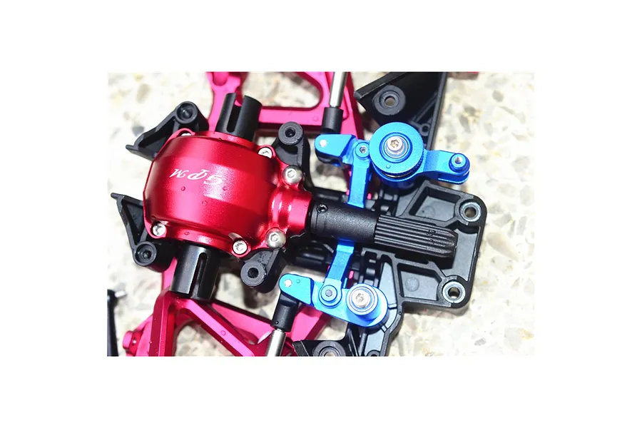 GPM Aluminium Steering Assembly Set with Servo Saver - Blue image 119655