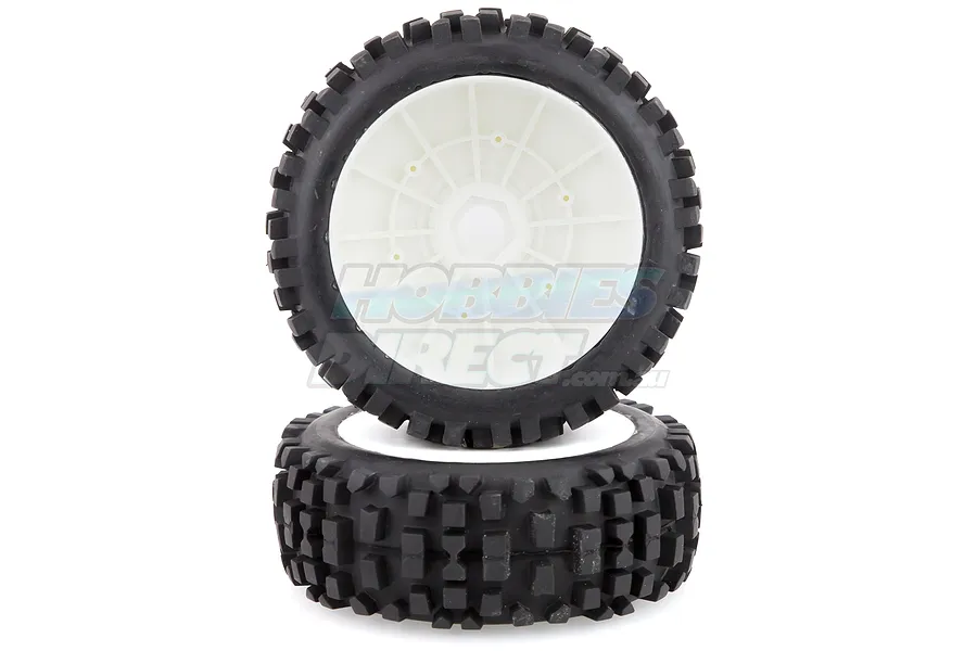 Louise 3.3&amp;quot; B-ulldoze Tyres on 84mm White Dished Rims - Glued Wheels 2Pcs image 4