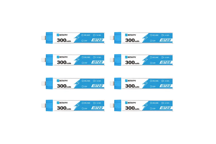 BetaFPV 3.8V 300mAh 30C HV Soft Case LiPo Batteries 8Pcs image 119812