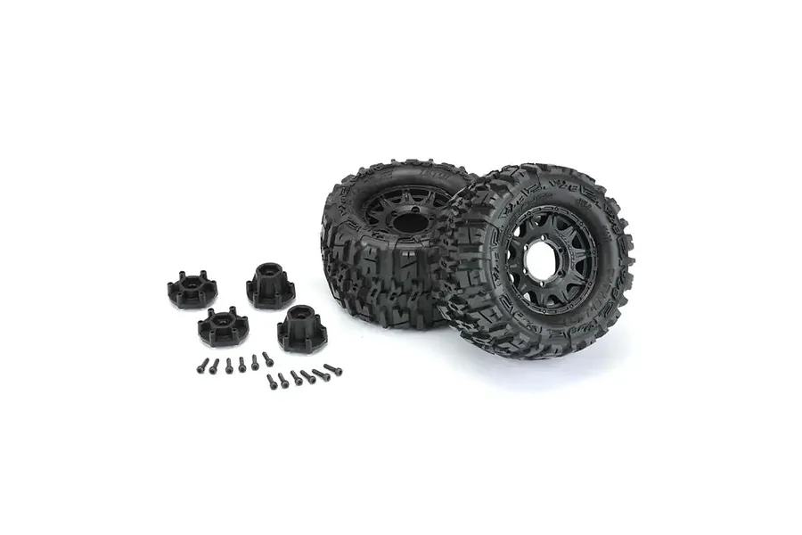 Pro-Line 2.8&amp;quot; Trencher MTD Tyres on Black Raid Rims - Glued Wheels 2Pcs image 119890