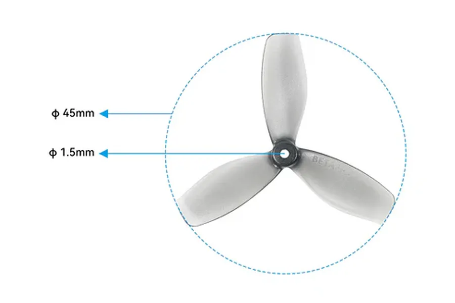 BetaFPV 45mm 3-Blade Propellers 4Pcs - Clear Grey image 120354