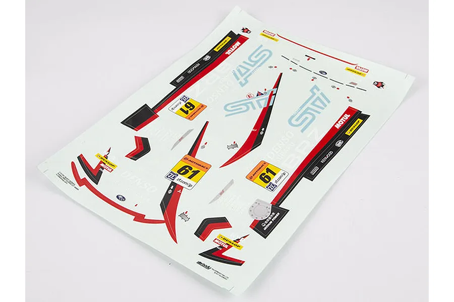 A Killerbody racing decal sheet for a Subaru BRZ RC car featuring various sponsor logos, racing numbers, and body graphics on a white background.