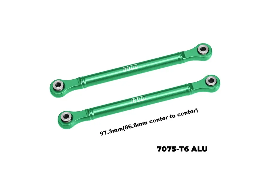 GPM Aluminium 97.3mm Front Steering Toe Links Set - Green image 1