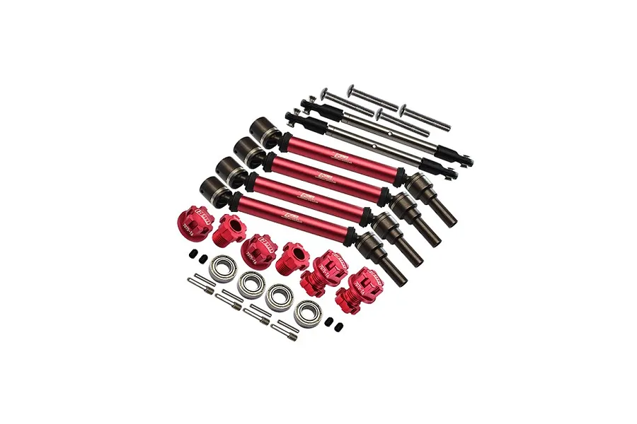 GPM Hardened Steel &amp;amp; Red Aluminium CVD Driveshaft Upgrade Kit w/ Wheel Hexes &amp;amp; Steering Links image 122703