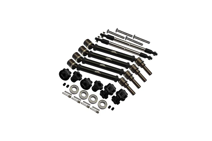 GPM Hardened Steel/Aluminium CVD Driveshaft Upgrade Kit with Wheel Hexes and Steering Links - Black image 122705