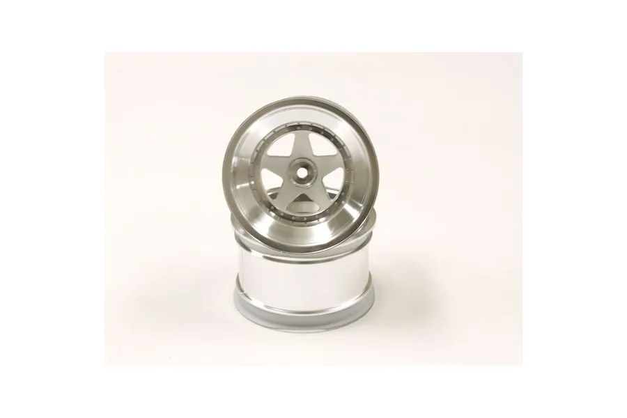 Kyosho 2.2&amp;quot; Rear Satin Chrome Rims 2Pcs image 122780