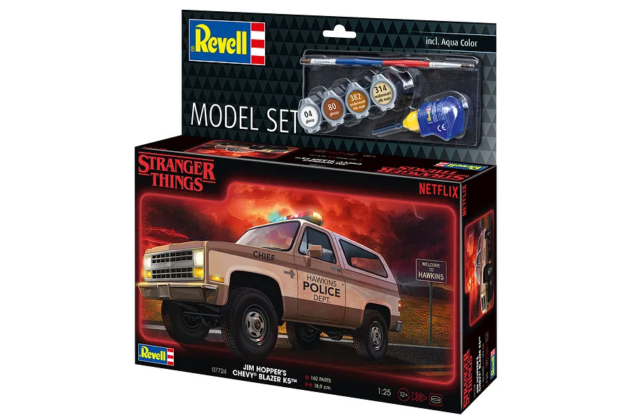 Revell 1/25 Hoppers 1985 Chevrolet K5 Blazer SUV Scaled Plastic Model Starter Kit - Stranger Things image 122816