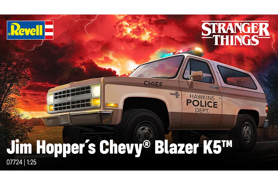 Revell 1/25 Hoppers 1985 Chevrolet K5 Blazer SUV Scaled Plastic Model Starter Kit - Stranger Things image 122835