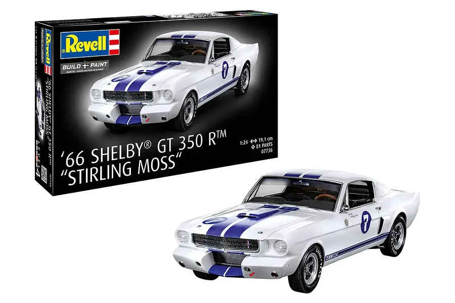 Revell 1/24 1966 Shelby GT 350 R Stirling Moss Touring Car Scaled Plastic Model Kit image 123233