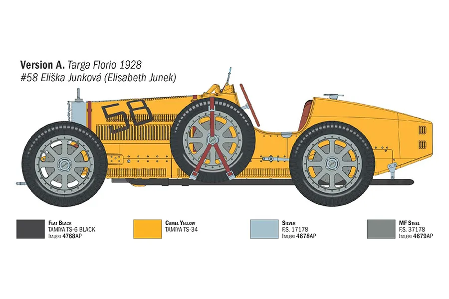 Italeri 1/12 Bugatti Type 35B 1929 Targa Floria/1930 Monaco GP Car Scaled Plastic Model Kit image 5