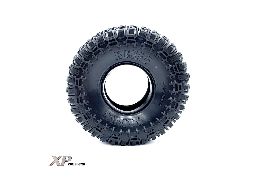 A single black Reefs RC 1.9 inch Sabre tyre with an aggressive tread pattern, shown against a white background.