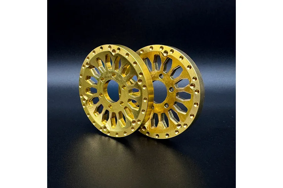 Reefs RC 1.9&amp;quot; Brass Shield Beadlock Rim Wheel Faces 2Pcs image 123578