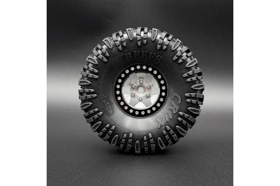 Reefs RC 1.9&amp;quot; Granite Beadlock Rims with Hubs and Rings 2Pcs - Silver and Black image 123585
