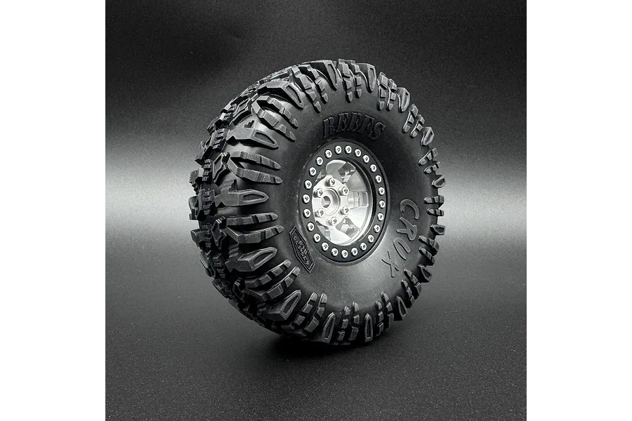 Reefs RC 1.9&amp;quot; Granite Beadlock Rims with Hubs and Rings 2Pcs - Silver and Black image 123586