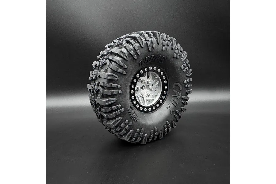 Reefs RC 1.9&amp;quot; Crossman Beadlock Rims with Hubs and Rings 2Pcs - Silver and Black image 123590