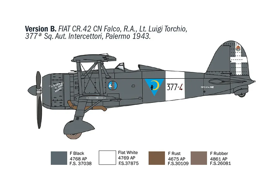 Italeri 1/72 Fiat CR.42 CN Falco Night Biplane Scaled Plastic Model Kit image 4