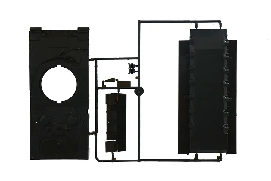 A plastic model kit sprue containing the main hull and turret base components for a 1/35 scale Leopard 2A4 tank model.