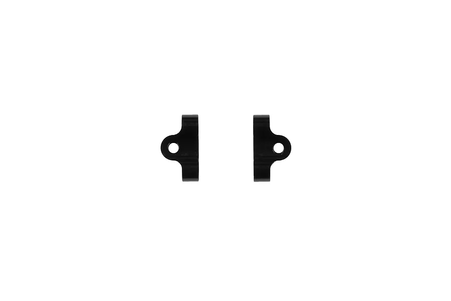 Two black Team Associated steering block ballstud mounts shown side-by-side on a white background.